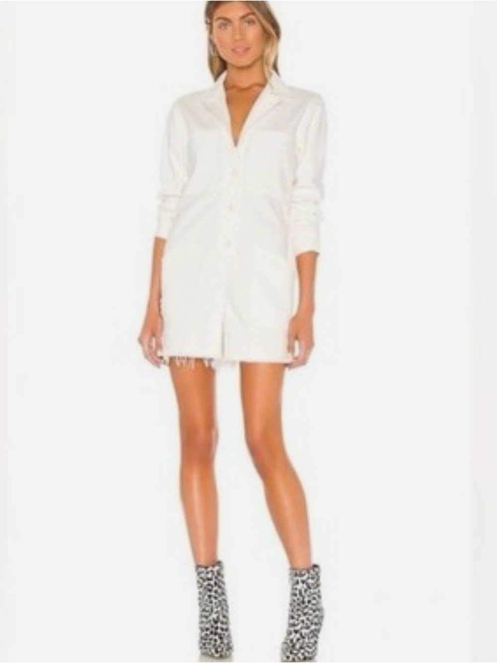 pistola White Button-Down Shirt Dress Size Medium